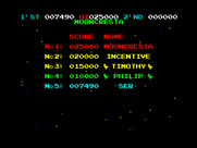 Moon Cresta for ZX Spectrum - High score table.