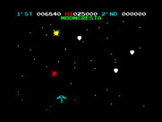 Moon Cresta for ZX Spectrum - A few enemies destroyed, more to go...