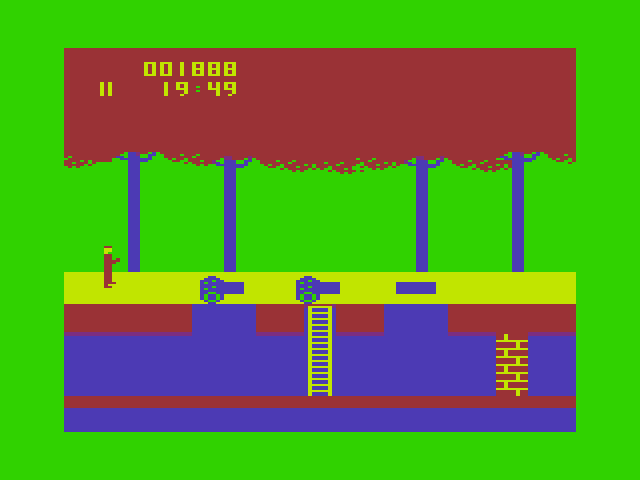 Trapfall Dragon 32/64 Screenshot: Game start; watch out for rolling logs!