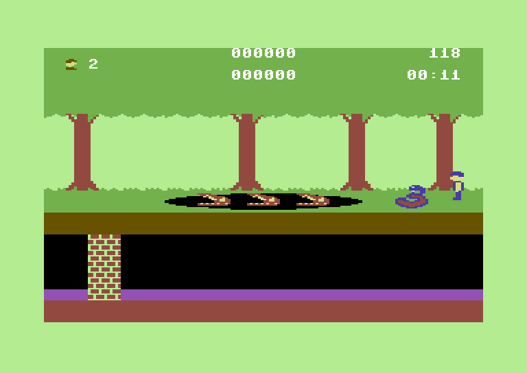 Trapfall Commodore 64 Screenshot: Jump over the snakes...