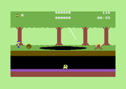 Trapfall for Commodore 64 - Logs knock you backwards, but the pits and fires are deadly.