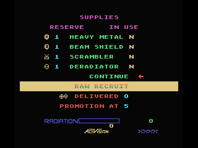 Pastfinder MSX Screenshot: Select supplies before you begin your mission...
