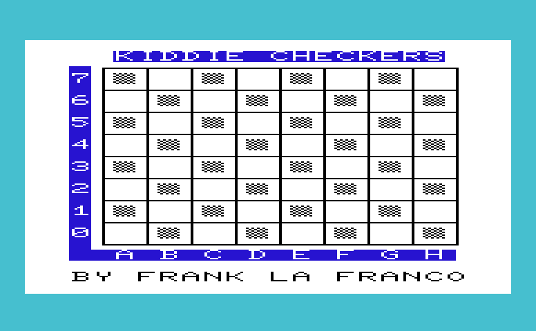 Kiddie Checkers Commodore VIC-20 Screenshot: Title screen.