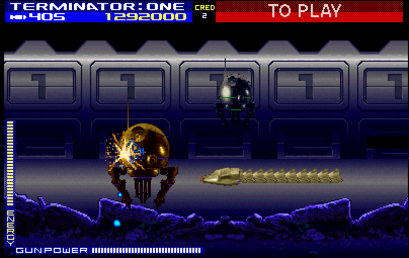 Terminator 2: Judgment Day Arcade Screenshot: Shoot at multiple targets here to proceed...