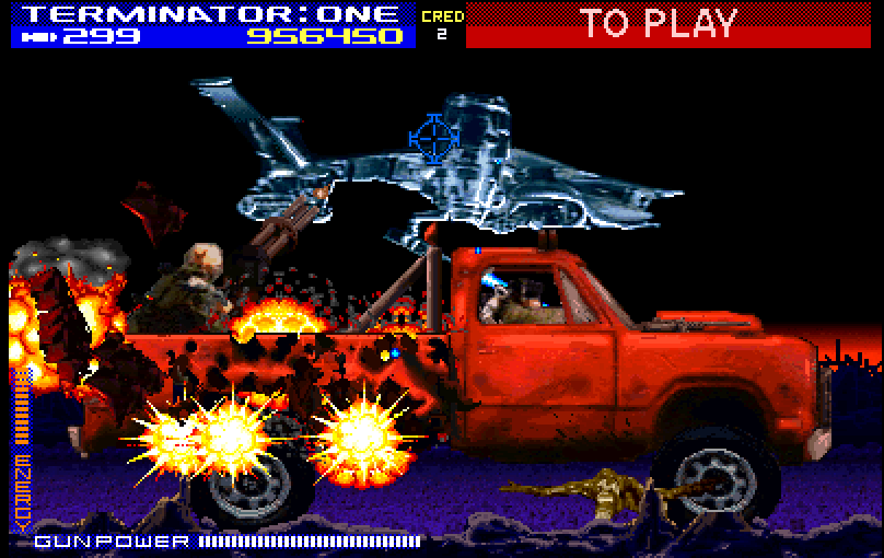Terminator 2: Judgment Day Arcade Screenshot: This will cause some damage...