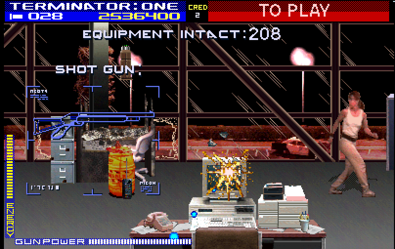 Terminator 2: Judgment Day Arcade Screenshot: Destroy everything here!