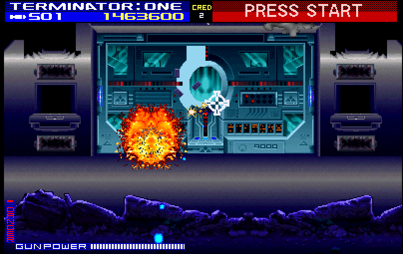 Terminator 2: Judgment Day Arcade Screenshot: Destroy Skynet!