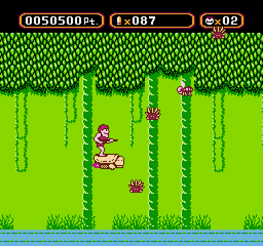 Amagon NES / Famicom Screenshot: Riding on the back of a flying turtle...