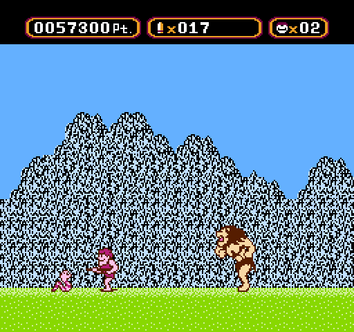 Amagon NES / Famicom Screenshot: A giant lion-man sneaks up from the right!