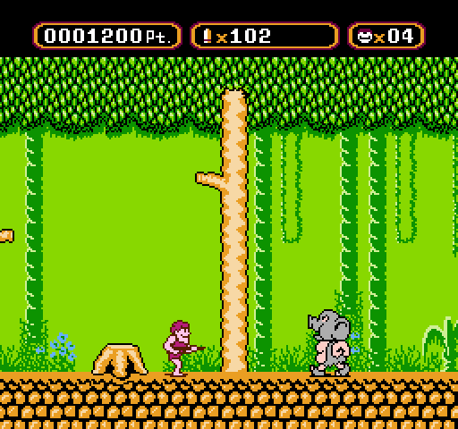 Amagon NES / Famicom Screenshot: Level two start; a giant elephant-man approaches!