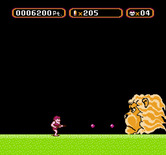 Amagon for NES / Famicom - Fighting a giant lion head.