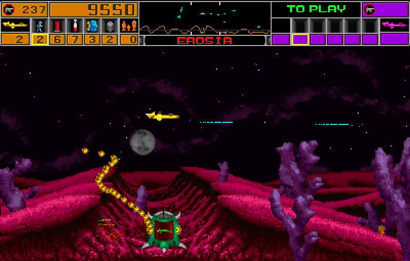 Strike Force Arcade Screenshot: A ground based alien attacks!