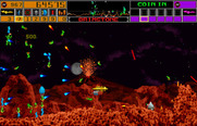 Strike Force for Arcade - This volcanic landscape features a lot of aliens to shoot at...