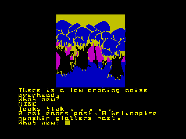 Return to Eden Amstrad CPC Screenshot: Hiding...