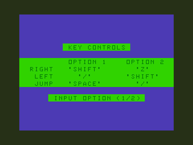 Jumping Jack Dragon 32/64 Screenshot: Select the type of keyboard controls you would like.