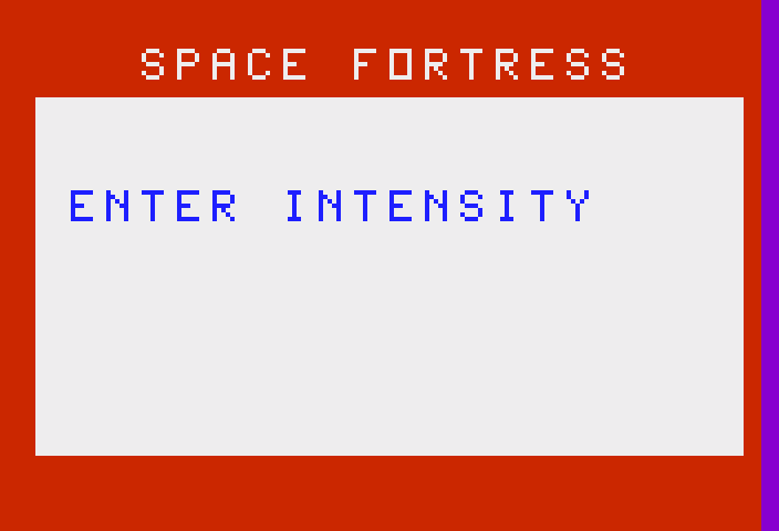 Space Zap Bally Astrocade Screenshot: Select game intensity (i.e. difficulty).
