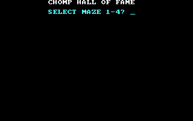 Chomps IBM PC/Compatibles Screenshot: Select a maze to begin with...