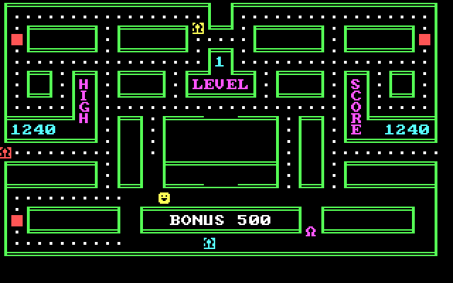 Chomps IBM PC/Compatibles Screenshot: Bonus, 500 points!