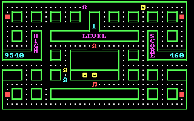 Chomps IBM PC/Compatibles Screenshot: Starting the fourth maze.