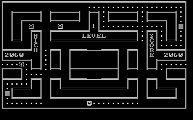 Chomps IBM PC/Compatibles Screenshot: Only part of the maze left to clear!