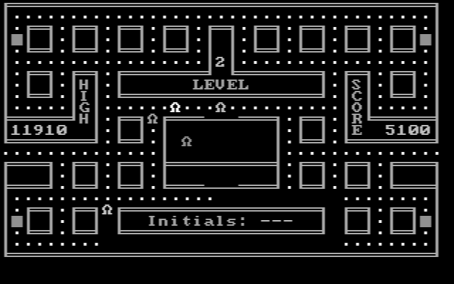 Chomps IBM PC/Compatibles Screenshot: Game over; enter your initials for the high score table!