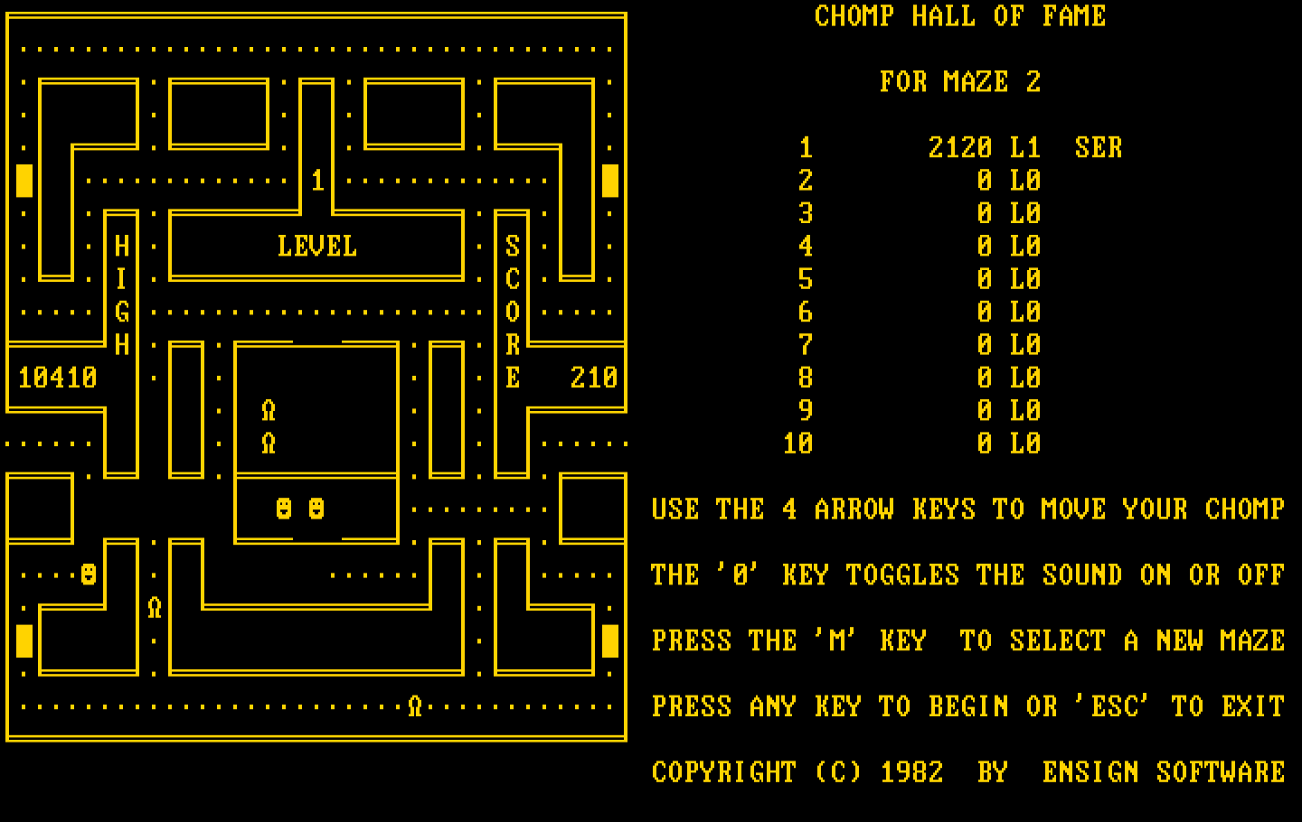 Chomps IBM PC/Compatibles Screenshot: Gameplay on maze 2.