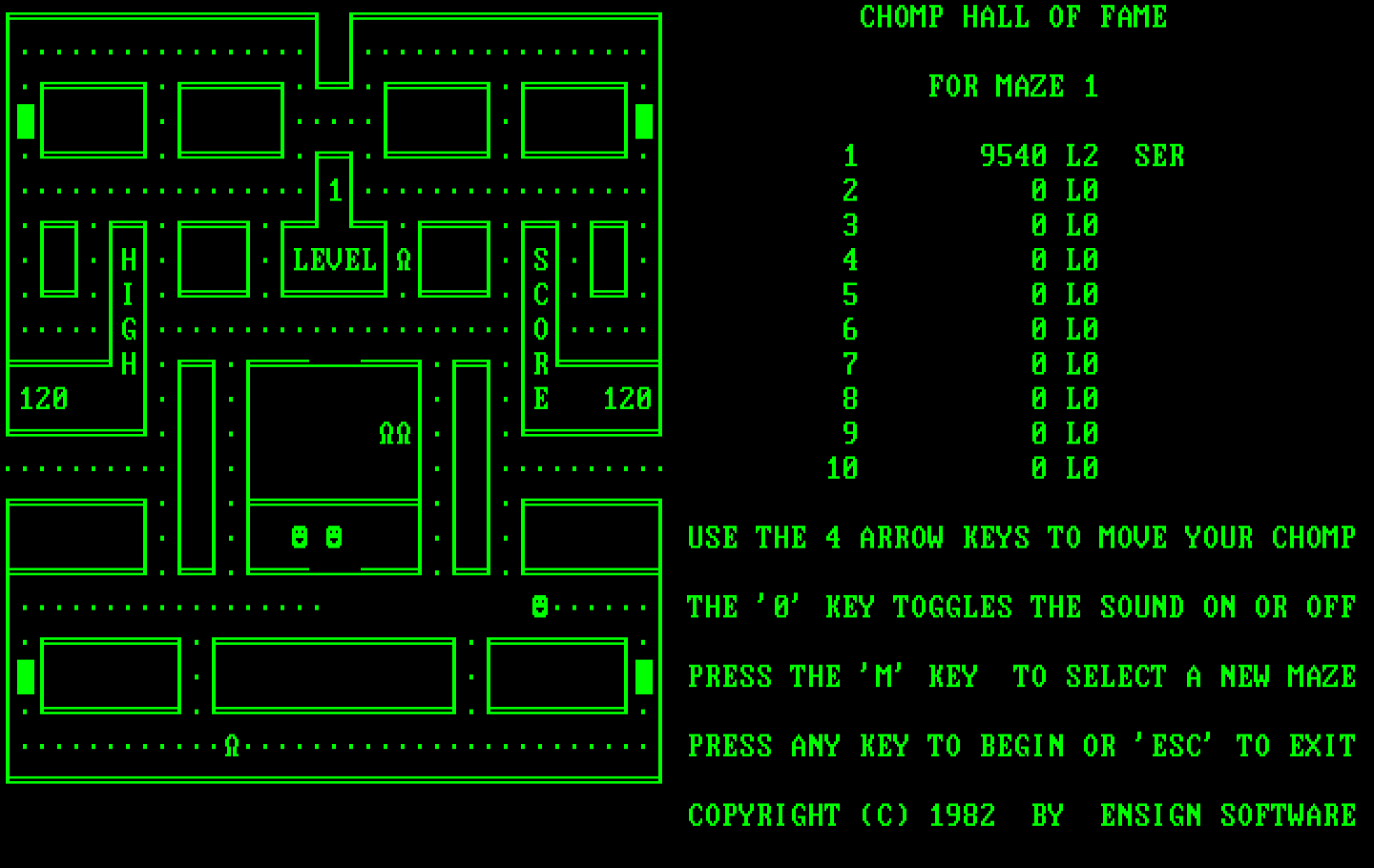 Chomps IBM PC/Compatibles Screenshot: The game begins.