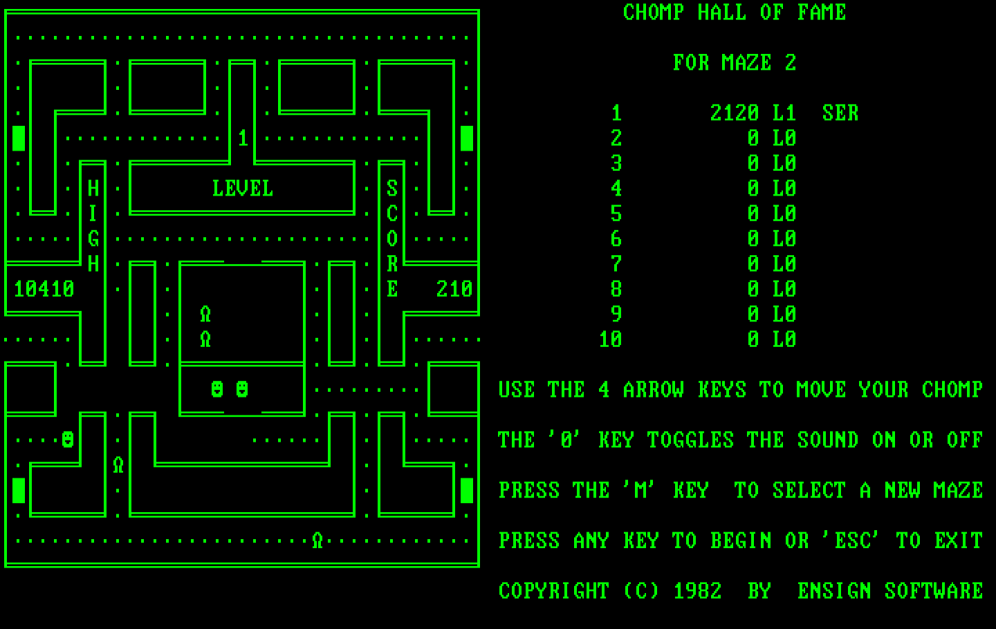 Chomps IBM PC/Compatibles Screenshot: Gameplay on maze 2.