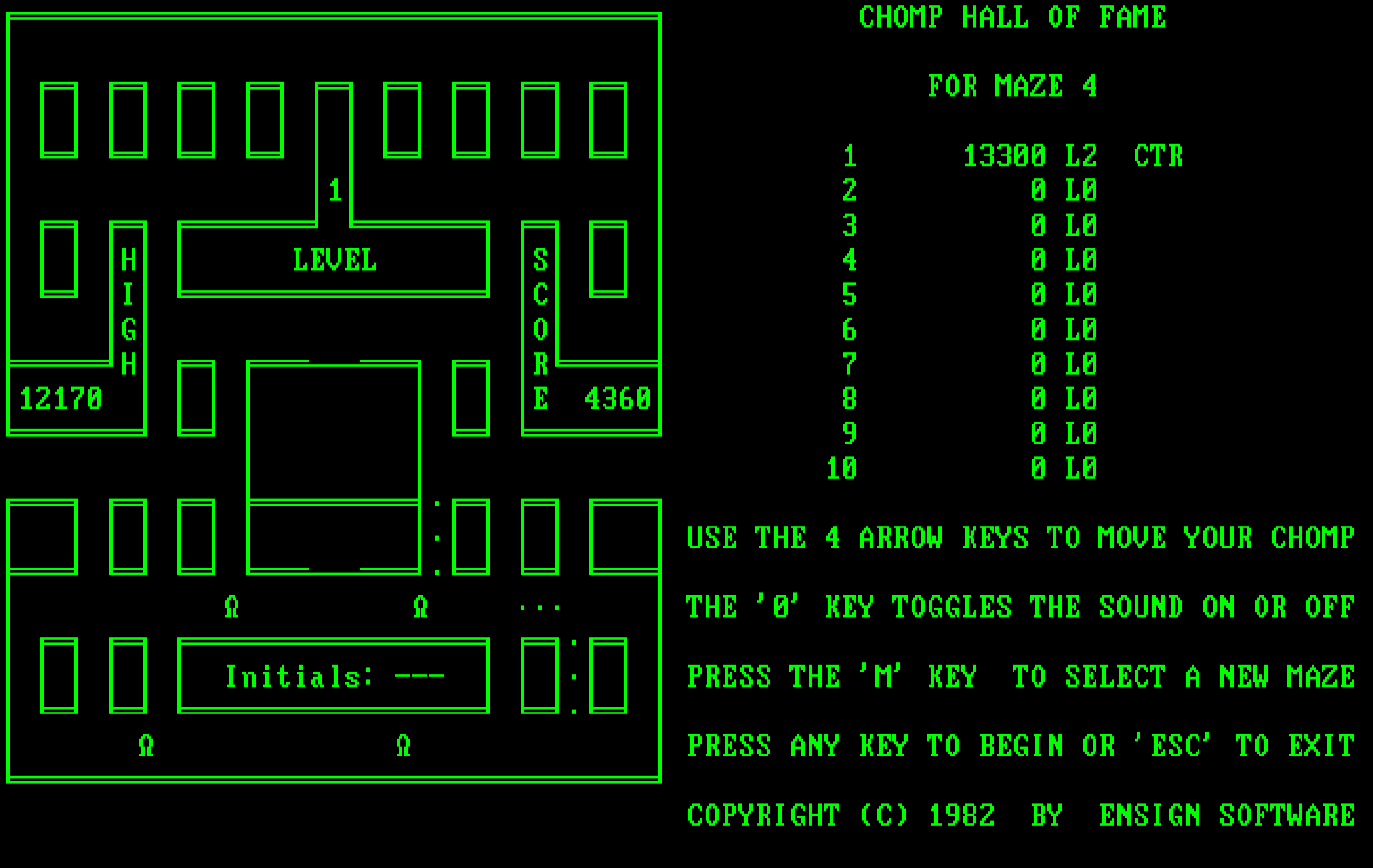 Chomps IBM PC/Compatibles Screenshot: Almost cleared this level...but it's game over!