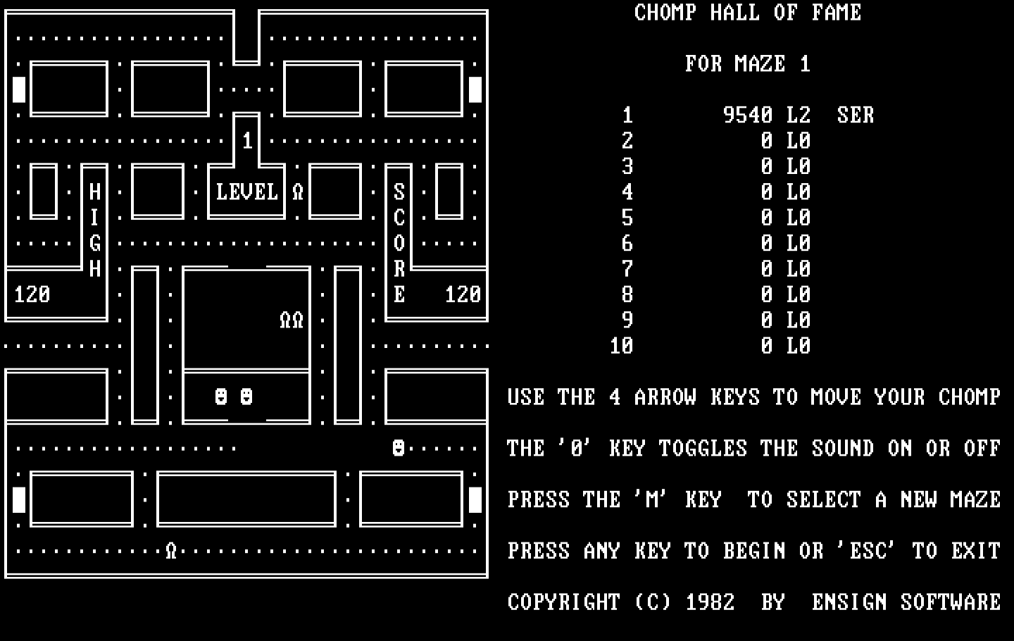 Chomps IBM PC/Compatibles Screenshot: The game begins.
