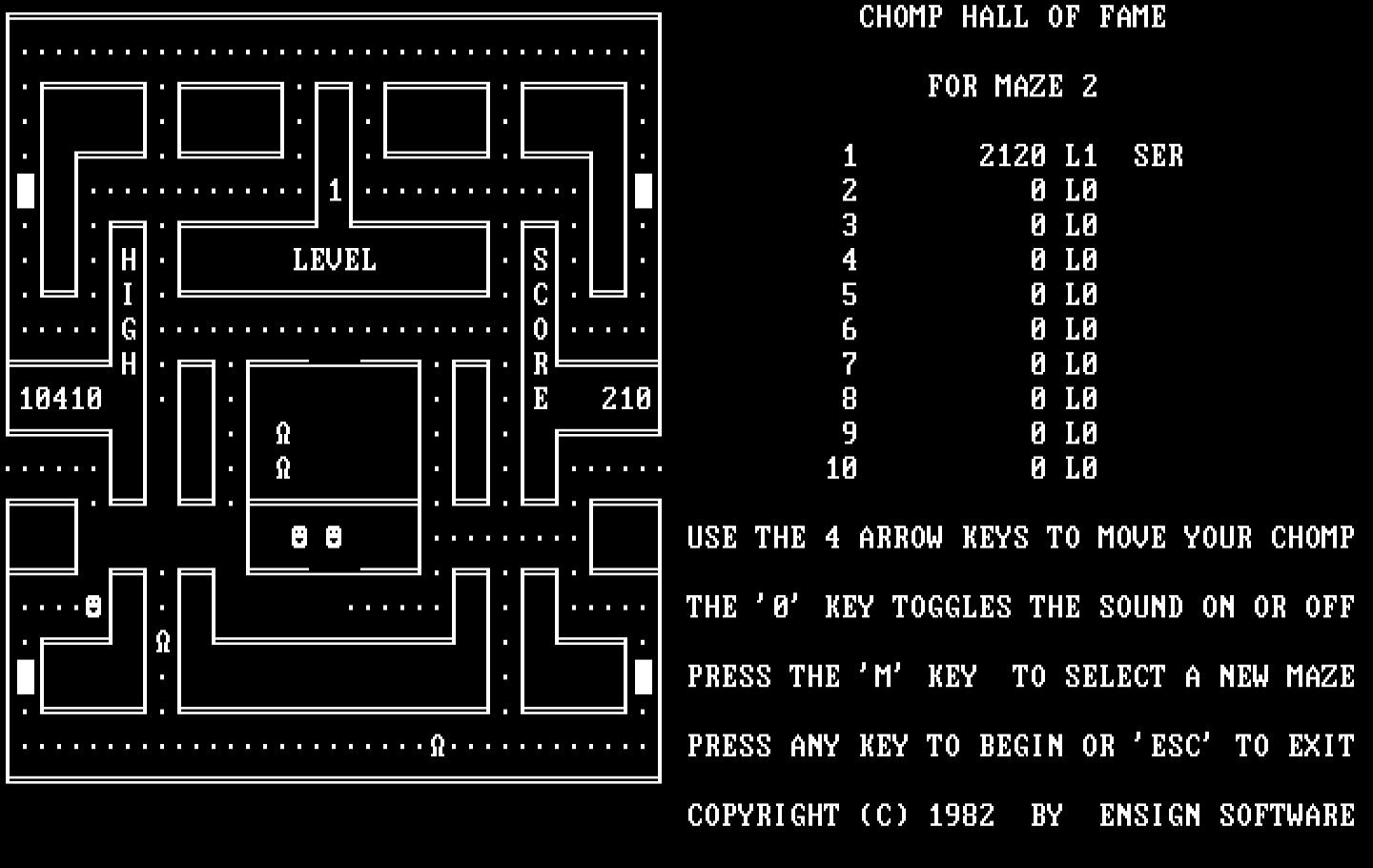 Chomps IBM PC/Compatibles Screenshot: Gameplay on maze 2.