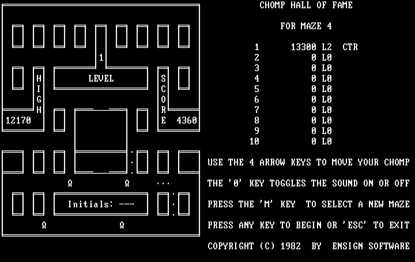 Chomps IBM PC/Compatibles Screenshot: Almost cleared this level...but it's game over!