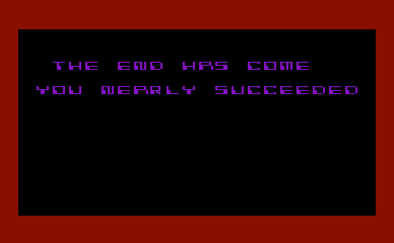 Zorgon's Kingdom Commodore VIC-20 Screenshot: Game over.
