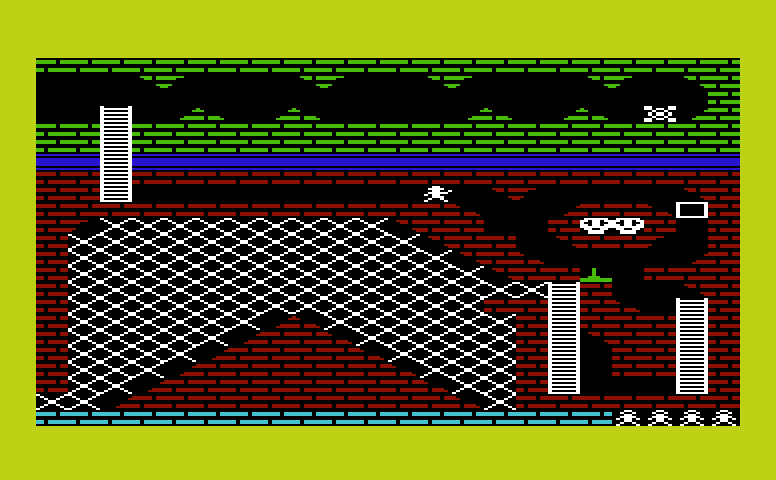Zorgon's Kingdom Commodore VIC-20 Screenshot: Navigate through the tunnel then catch the moving lift.
