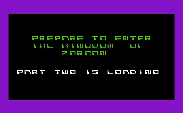 Zorgon's Kingdom Commodore VIC-20 Screenshot: Part two is now loading...