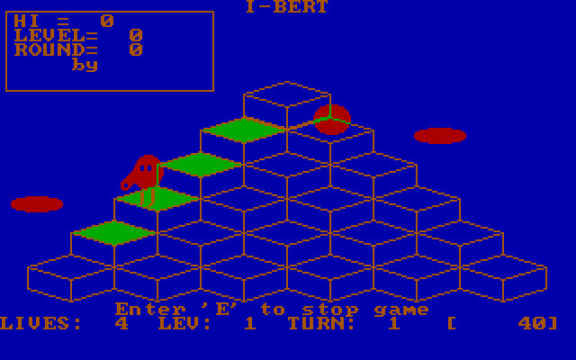 I-Bert IBM PC/Compatibles Screenshot: Game start; change all the blocks to green!
