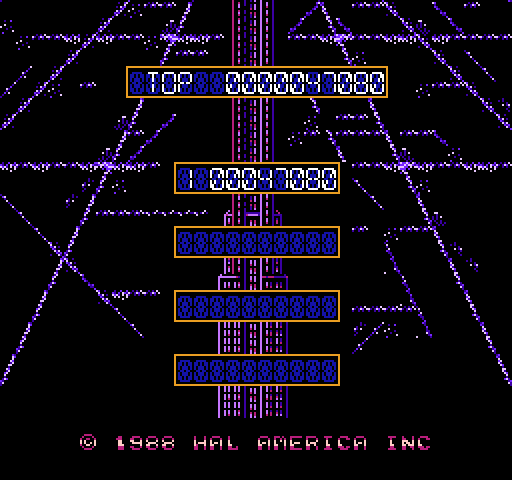 Rollerball NES / Famicom Screenshot: Game over; here's my score.