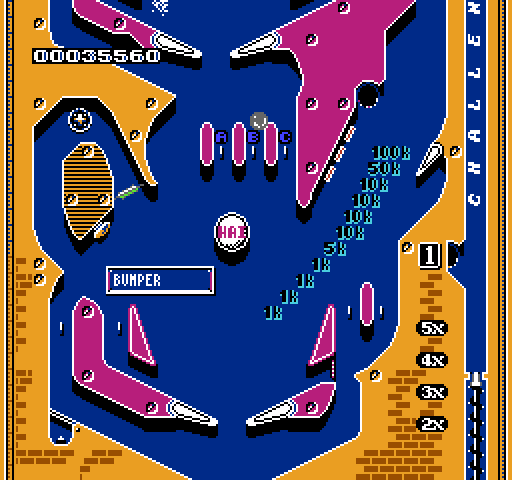 Rollerball NES / Famicom Screenshot: This is the bottom screen; Don't lose the ball here, or it's gone!