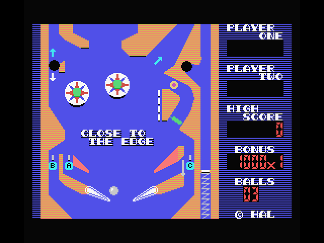 Rollerball MSX Screenshot: The bottom of the playfield...don't lose the ball here!