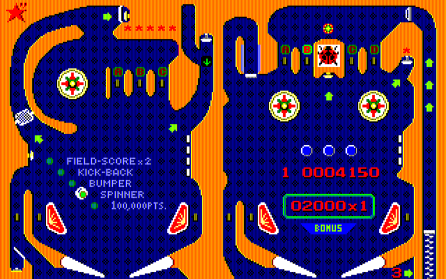 Rollerball PC-8800 Series Screenshot: The lower half of the playfield visible on the left...