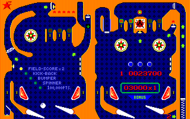Rollerball PC-8800 Series Screenshot: Don't let the ball fall off the bottom here!