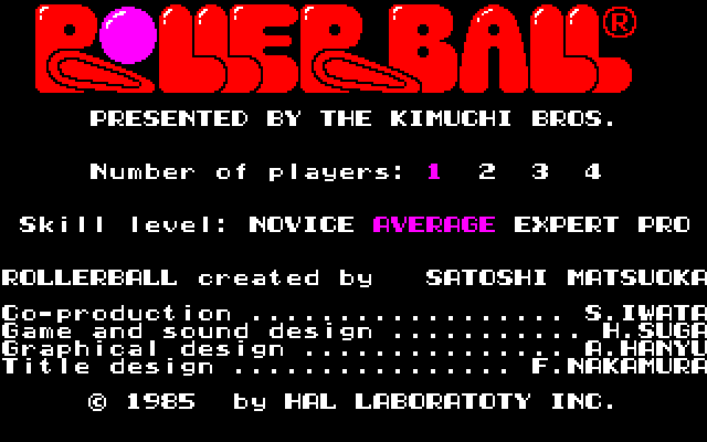 Rollerball Sharp X1 Screenshot: Title screen.