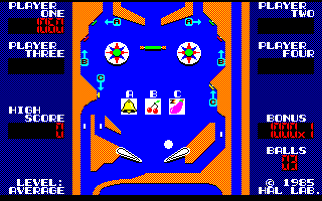 Rollerball Sharp X1 Screenshot: The middle part of the playfield.