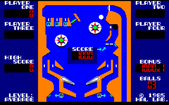 Rollerball Sharp X1 Screenshot: The upper part of the playfield.