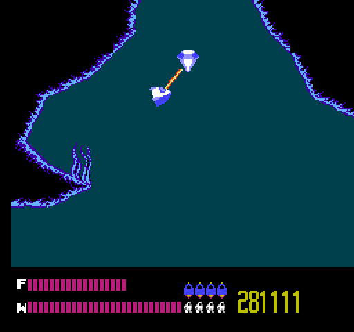Solar Jetman: Hunt for the Golden Warpship NES / Famicom Screenshot: Items can drag your pod in all sorts of directions you don't want...