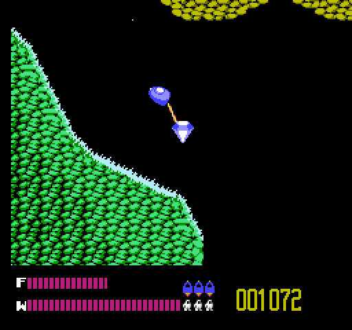 Solar Jetman: Hunt for the Golden Warpship NES / Famicom Screenshot: Dragging back a large crystal...
