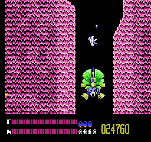 Solar Jetman: Hunt for the Golden Warpship NES / Famicom Screenshot: The narrow path makes getting through here tough...