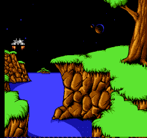 Solar Jetman: Hunt for the Golden Warpship NES / Famicom Screenshot: Heading in for a landing...