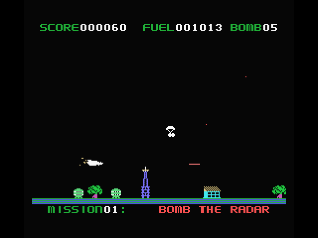 Star Blazer MSX Screenshot: Additional bombs are arriving via parachute!