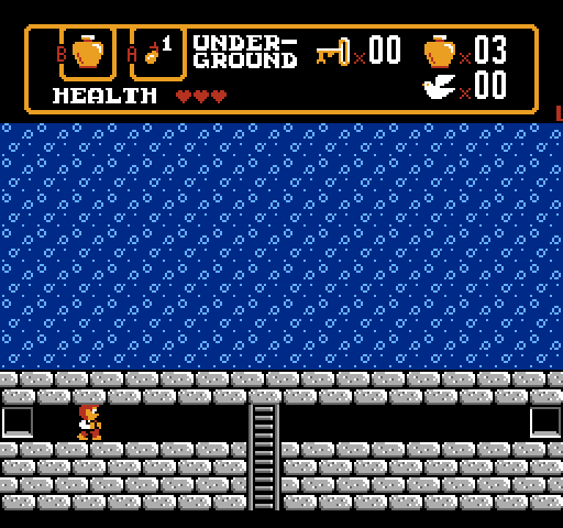Spiritual Warfare NES / Famicom Screenshot: I can exit to the right, or take the ladder even further down...
